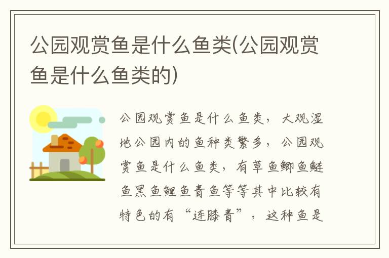 公园观赏鱼是什么鱼类(公园观赏鱼是什么鱼类的)