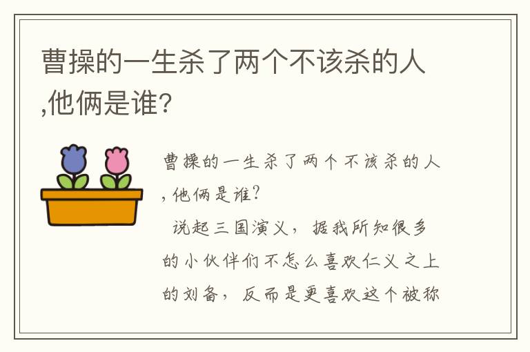 曹操的一生杀了两个不该杀的人,他俩是谁?