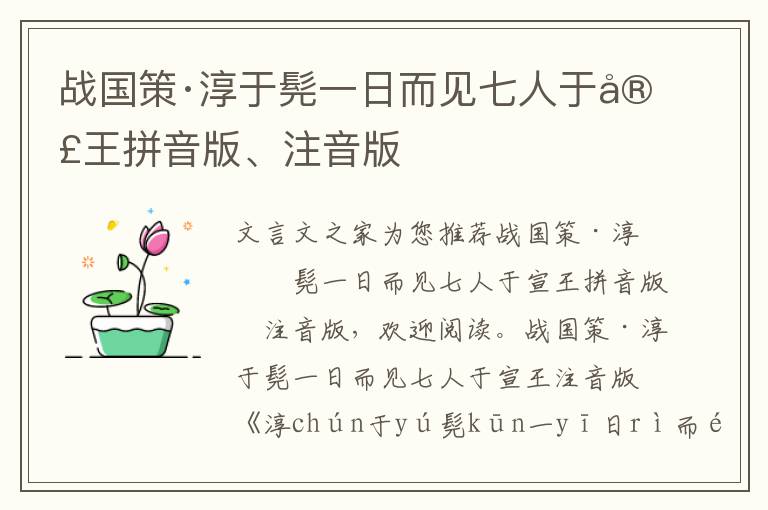 战国策·淳于髡一日而见七人于宣王拼音版、注音版