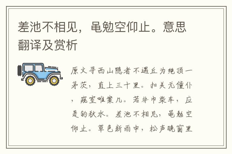 差池不相见，黾勉空仰止。意思翻译及赏析