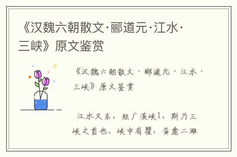 《汉魏六朝散文·郦道元·江水·三峡》原文鉴赏