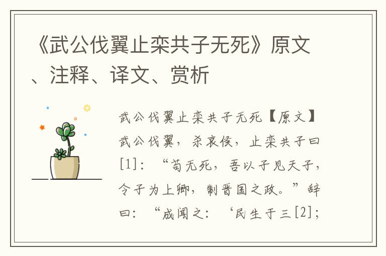 《武公伐翼止栾共子无死》原文、注释、译文、赏析