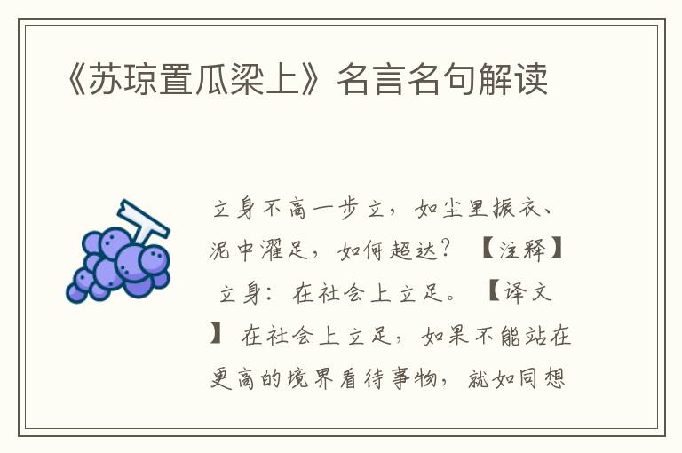 《苏琼置瓜梁上》名言名句解读