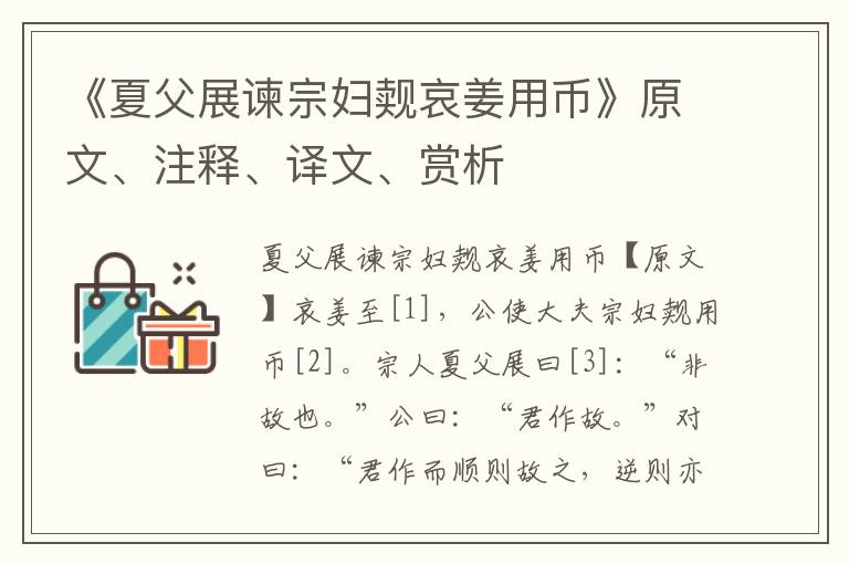 《夏父展谏宗妇觌哀姜用币》原文、注释、译文、赏析