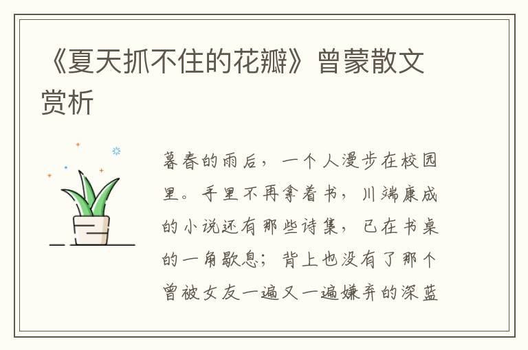 《夏天抓不住的花瓣》曾蒙散文赏析