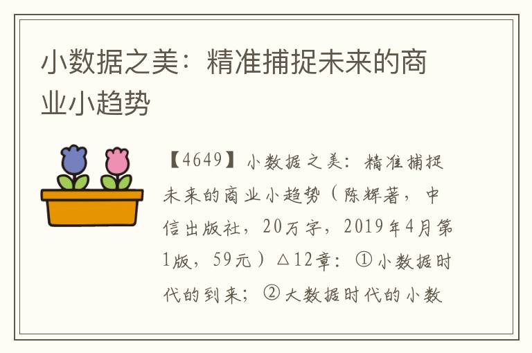 小数据之美：精准捕捉未来的商业小趋势