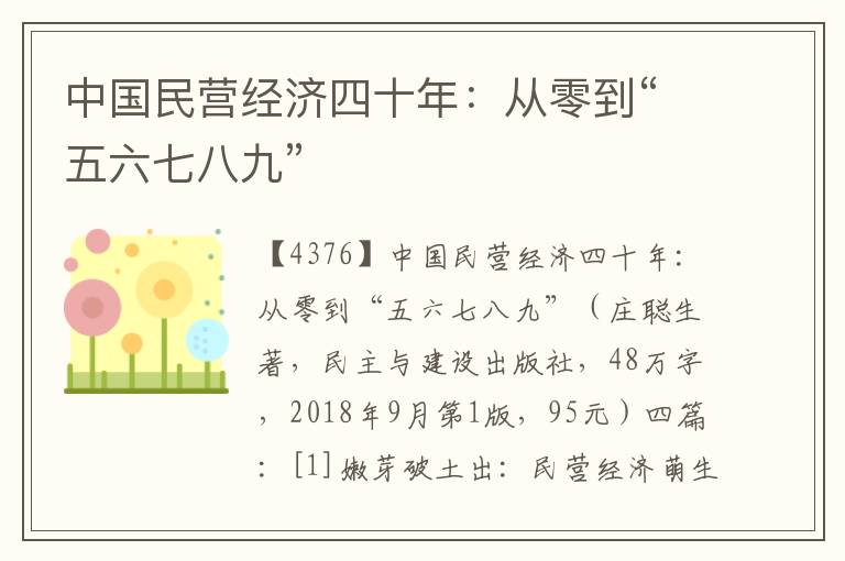 中国民营经济四十年：从零到“五六七八九”